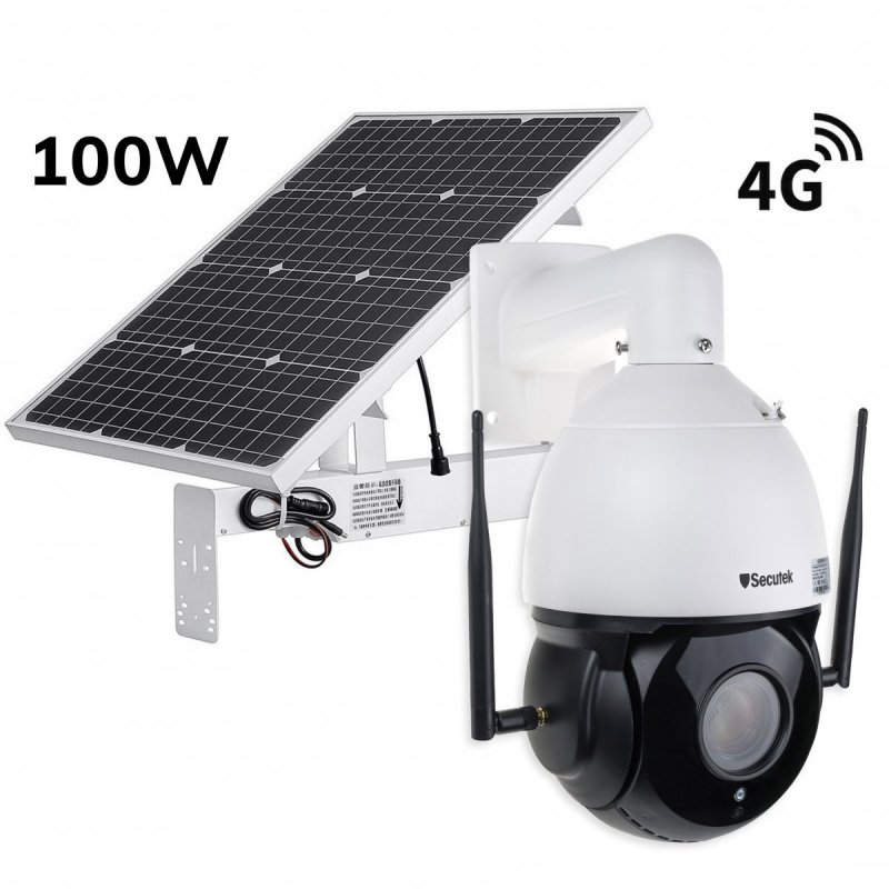 Otočná 4G PTZ IP kamera Secutek SBS-NC79G-30X se solárním dobíjením 100W / 60A