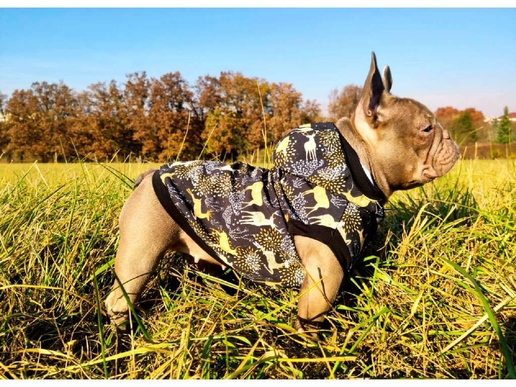 Zateplená softshellová bunda pro psa, nepromokavá - vzor "jeleni", velikost M