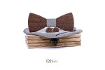 Mahoosive Dřevěný motýlek s kapesníčkem a manžetovými knoflíčky T221
