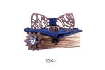 Mahoosive Dřevěný motýlek s kapesníčkem a manžetovými knoflíčky T295