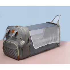 Dětský přebalovací batoh s rozložitelnou postýlkou - Šedý