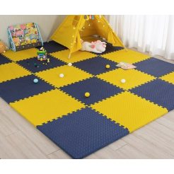Tatami puzzle podložka pro děti, žlutomodrá, 9 kusů