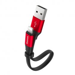 KB10 vysokorychlostní přenosný USB kabel s lightning konektorem, Červená, 23cm Červená