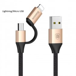 KB19 Yiven 2in1 USB kabel pro Iphone i Androidy (Lightning - Micro USB)/(USB-C - Micro USB),Zlatá, 1m, Lightning/Micro USB Zlatá Lightning/Micro USB