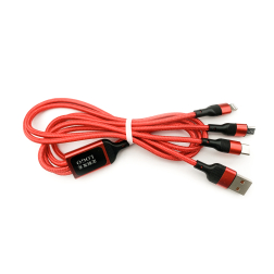 3v1 USB kabel s microUSB, Type-c a Lightning konektorem, 1.25 metrů