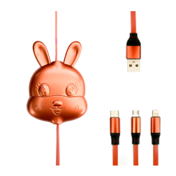 Roztahovací USB kabel 3v1 s microUSB, Type-c a Lightning konektorem, s motivem, 1,2 metrů