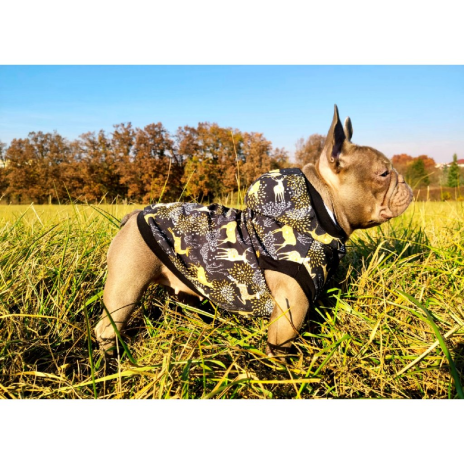 Zateplená softshellová bunda pro psa, nepromokavá - vzor "jeleni", velikost M 