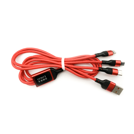 3v1 USB kabel s microUSB, Type-c a Lightning konektorem, 1.25 metrů 