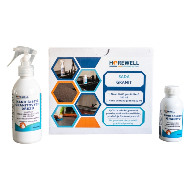 E-shop Horewell Nano Sada na čistenie Granitu Sada 1x200 ml, 1x50 ml Darček Nano handrička z mikrovlákna