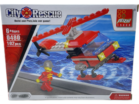 Stavebnice PEIZHI City Rescue 0480 - Hasičský vrtulník 