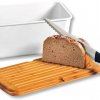 Kesper Úložný box na chléb s prkénkem z bambusu, bílý, 36 x 20 x 14 cm