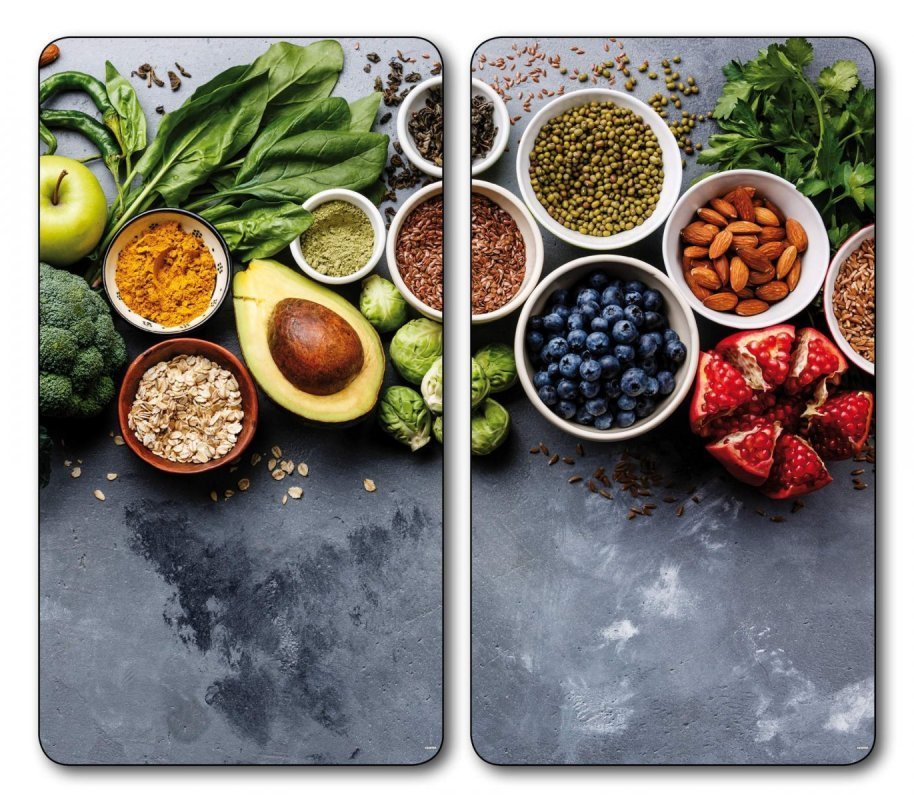 Kesper Multifunkční skleněná deska 2 ks, motiv Zdravé vaření