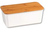 Kesper Úložný box na chléb s prkénkem z bambusu, bílý, 36 x 20 x 14 cm
