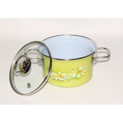 Rendlík smaltovaný se skleněnou poklicí Belis Daisy 20 cm 2,8 l