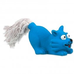 Hračka DF latex mini kočka modrá zvuk 7 cm.
