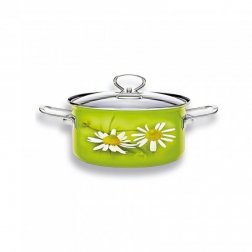 Rendlík smaltovaný se skleněnou poklicí Belis Daisy 16 cm 1,4 l