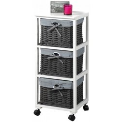 Kesper Regál pojízdný s úložnými boxy - šedý dekor