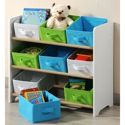 Kesper Dětský úložný regál s 9ti látkovými boxy, bílý