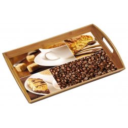 Kesper Servírovací tác bambusový motiv Snídaně 48 x 31 cm
