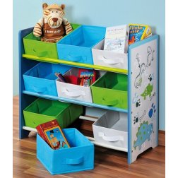 Kesper Dětský úložný regál s 9ti látkovými boxy, modrý