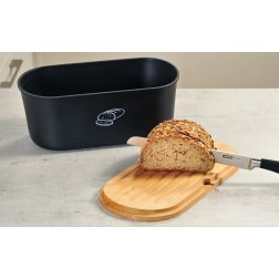 Kesper Úložný box na chléb s prkénkem, černý matný