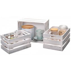 Kesper Set 3 víceúčelových dřevěných bedýnek, starožitná bílá