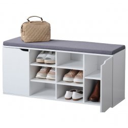 Kesper Botník se sedákem a úložnými boxy, bílý 103 x 30,5 x 48 cm