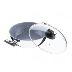 KOLIMAX CERAMMAX PRO COMFORT pánev 26 cm s úchyty,se skleněnou poklicí,vysoká,granit šedá