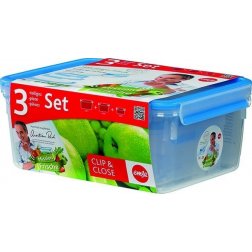 Sada 3ks dóz na potraviny 1,0L/2,3L/3,7L - CLIP AND CLOSE, EMSA
