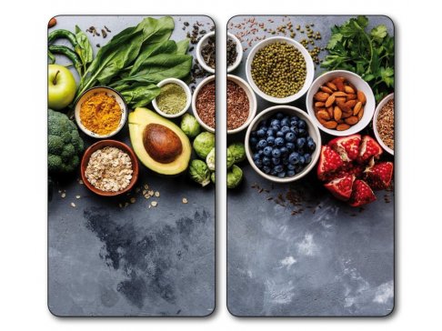 Kesper Multifunkční skleněná deska 2 ks, motiv Zdravé vaření 