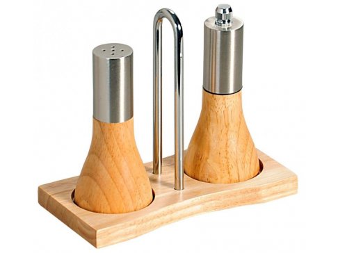 Kesper Stolní sada mlýnku na pepř a slánky, výška 13 cm, gumovníkové dřevo a nerezová ocel 