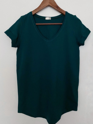 Tričko do V - Temně zelené (bavlna)