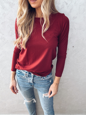Tričko s dlouhým rukávem - Červené (modal, bavlna)
