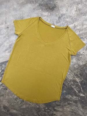 Tričko do V - Žlutozelené (bambus)