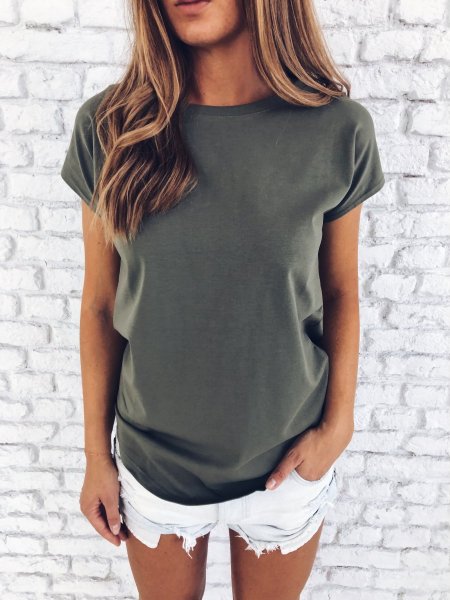 Bavlněné tričko - Khaki One size