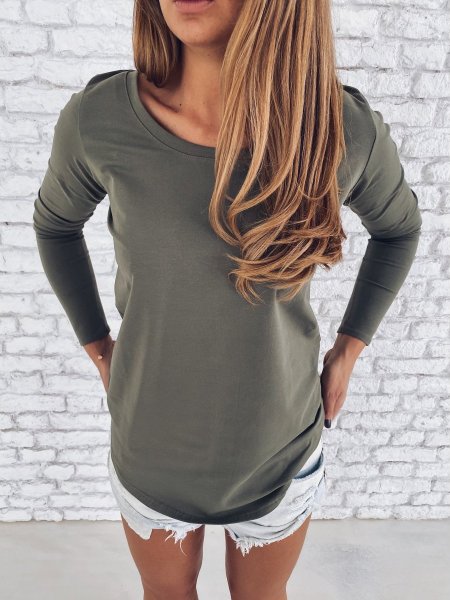 Tričko s dlouhým rukávem - Khaki