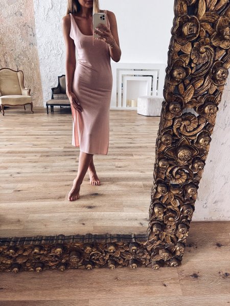Letní šaty - Růžové s rozparky 