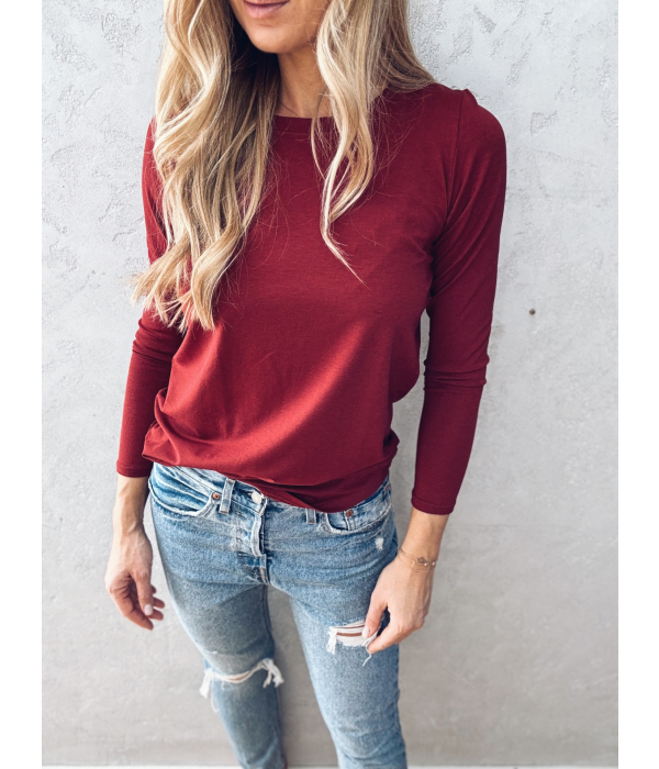 Tričko s dlouhým rukávem - Červené (modal, bavlna) 