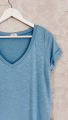 Tričko s melírem do V - Modré (viskóza)