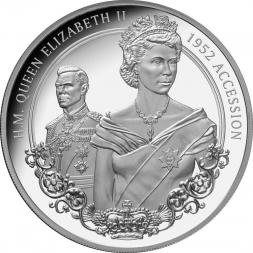 1952 NÁSTUP KRÁLOVNY ALŽBĚTY II. NA TRŮN 1 oz stříbrná mince 2022