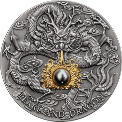 Black Pearl and Dragon Divine Pearls 2 oz stříbrná mince 2023