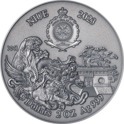ŠAOLIN KUNG-FU LEOPARD Styly bojových umění 2 oz stříbrná mince 2023