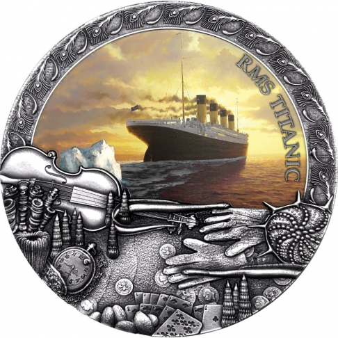 TITANIK Vraky lodí 2 oz stříbrná mince 2020 