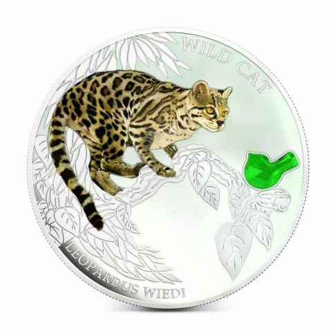 LEOPARDUS WIEIDI kočka 1 oz stříbrná mince 2013 