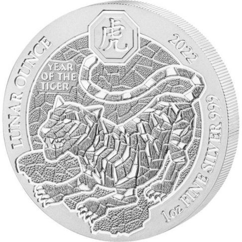 LUNAR TIGER RWANDA 1 oz stříbrná mince 2022 