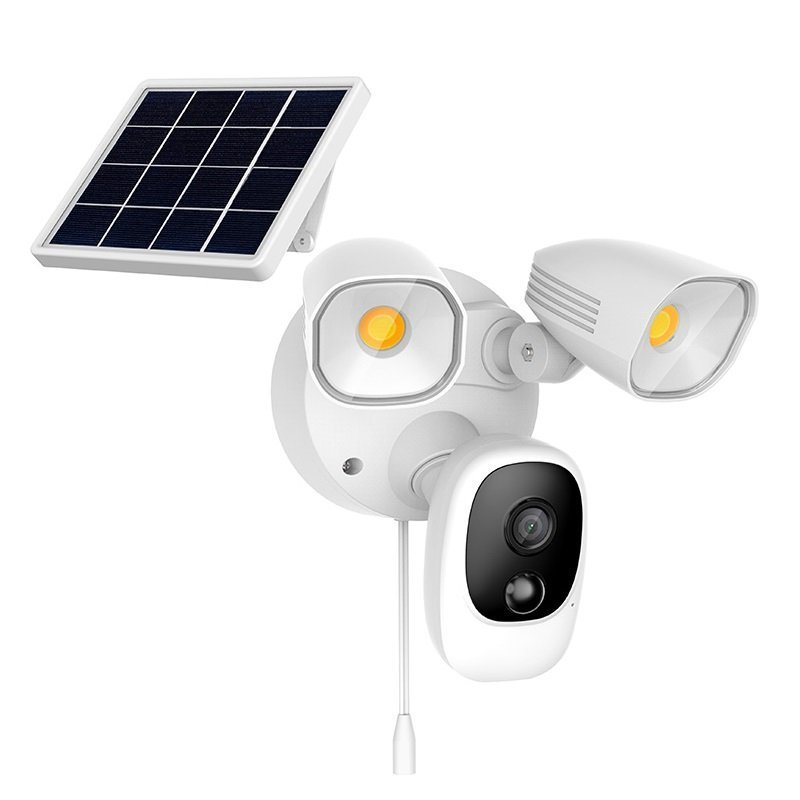 Drahtlose Sicherheits-WLAN-Kamera mit LED-Strahlern und Secutek SRT-FC1T-Solarpanel
