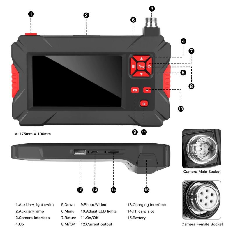P30 endoszkóp kamera LCD kijelzővel