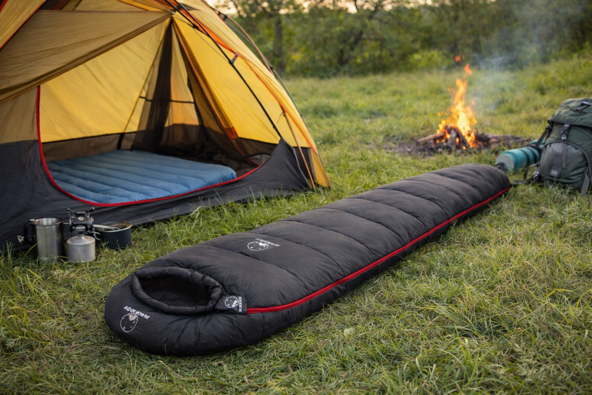BS-400 Gnstigster Daunenschlafsack 400g Daune / 0 Komfort - Blau |  Secutek24.de