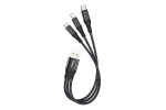 3in1 USB kábel microUSB, C-típusú és Lightning csatlakozóval, 0,25 méter hosszúságú
