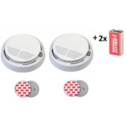 2x Požiarny hlásič a detektor dymu VIP-909 EN14604 s 9V batériou zdarma + 2x Samolepiaci magnetický držiak pre hlásiče